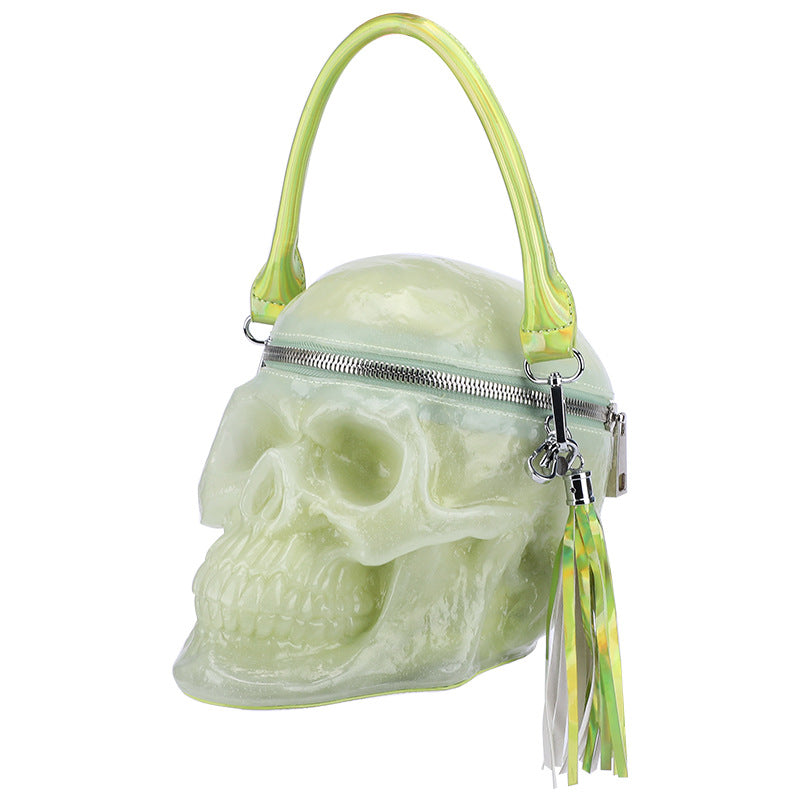 3D creative female personality funny skull black men's shoulder bag silicone messenger bag
