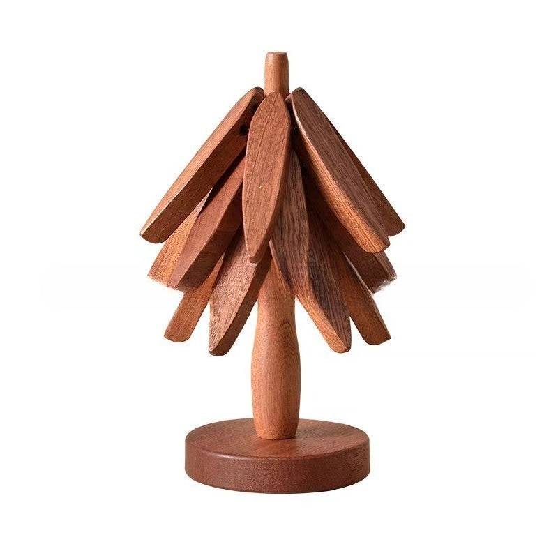 Wooden Creative Walnut Tree Solid Wood Insulation Mat Christmas Tree Insulation Table Mat Household Cup Mat Sand Pot Mat