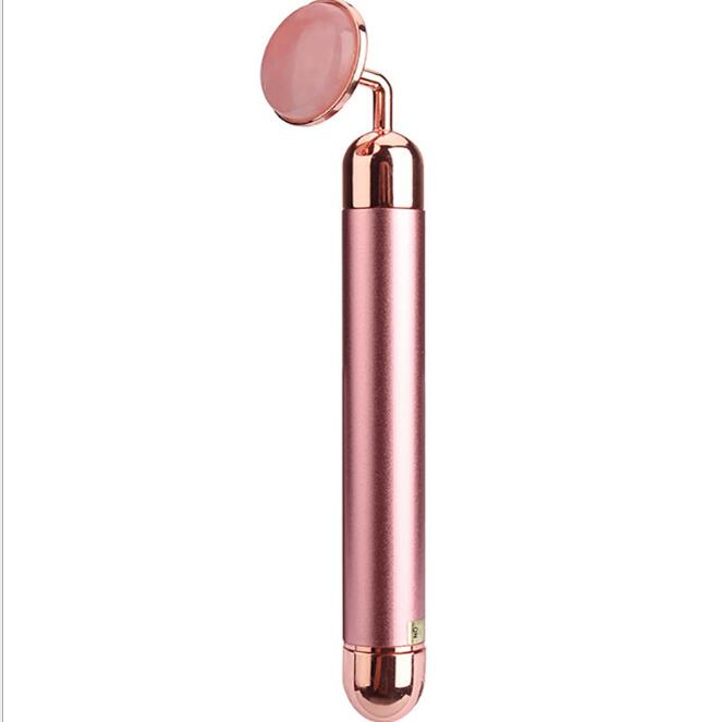 Electric Rose Quartz Roller Slimming Face Massager Lifting Natural Jade Facial Massage Stone Skin Massage Tool Gold Beauty Bar