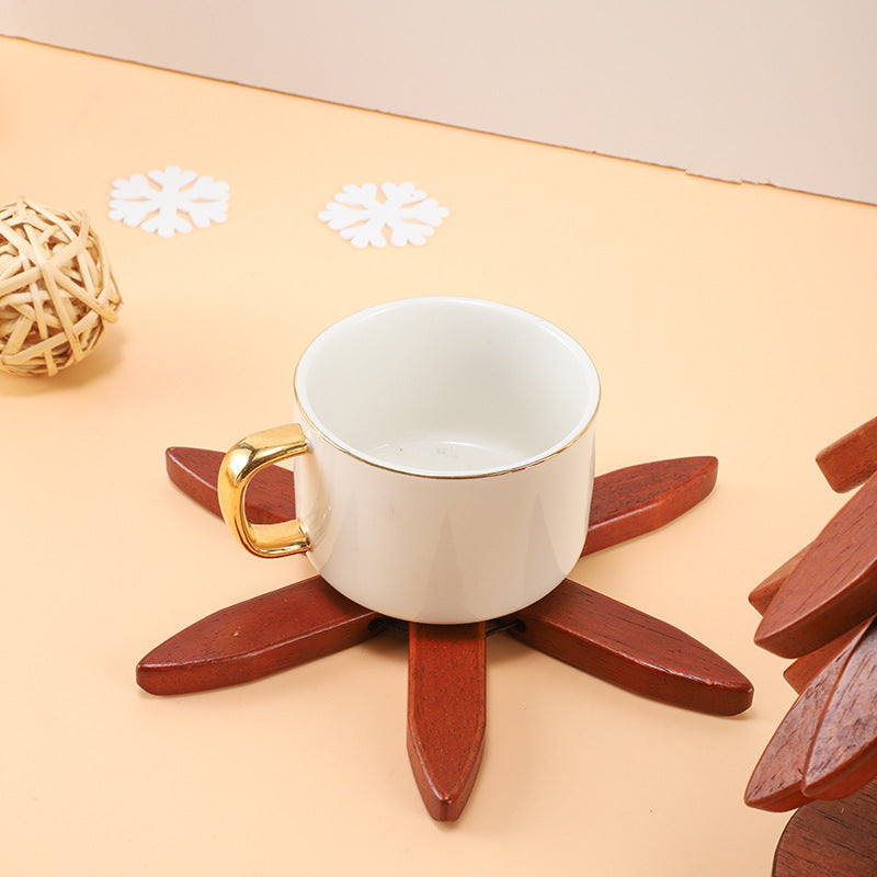 Wooden Creative Walnut Tree Solid Wood Insulation Mat Christmas Tree Insulation Table Mat Household Cup Mat Sand Pot Mat
