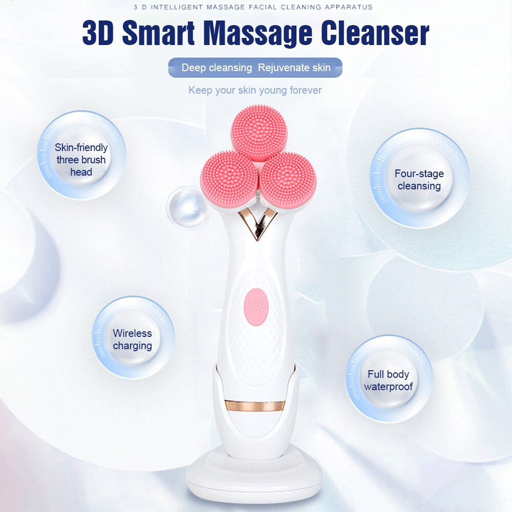 3-Head Silicone Facial Cleansing Brush