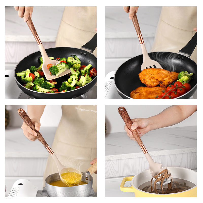 10-Piece Silicone & Wood Kitchen Utensil Set