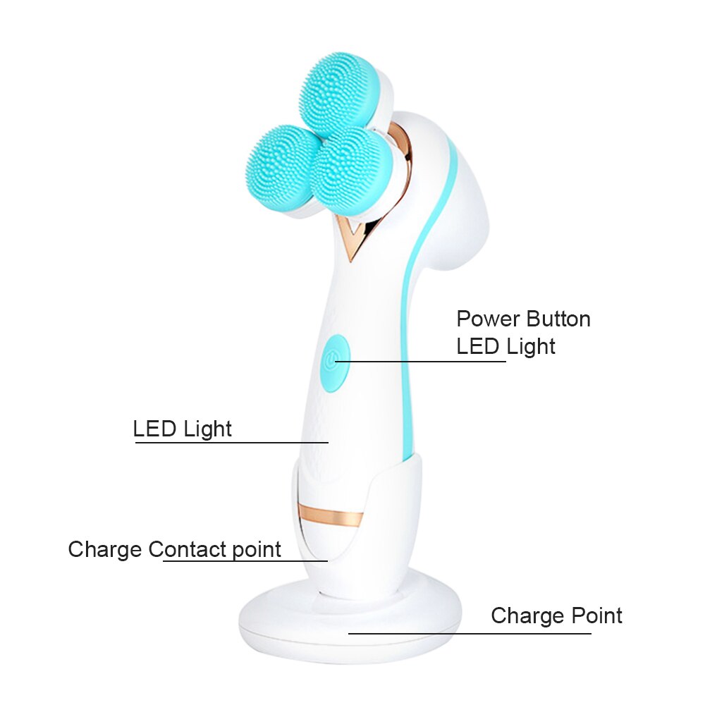 3-Head Silicone Facial Cleansing Brush