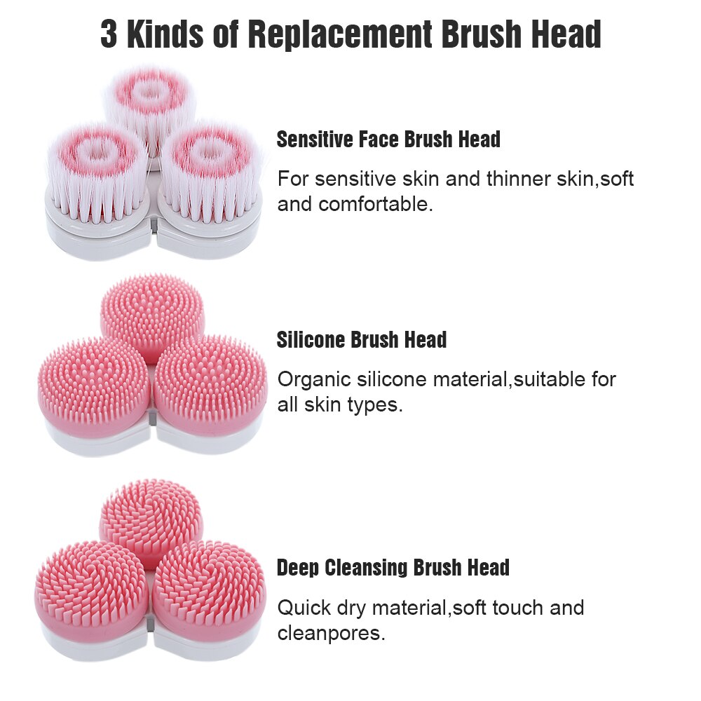 3-Head Silicone Facial Cleansing Brush