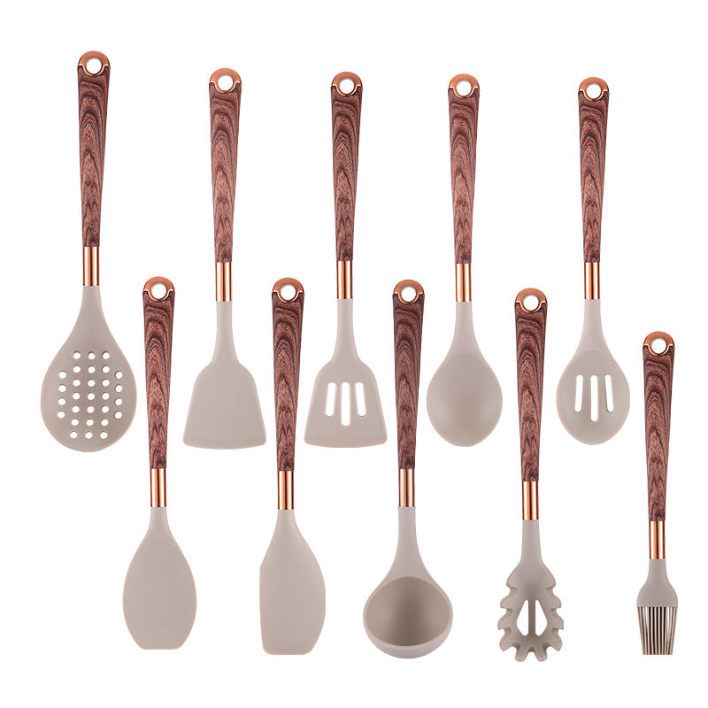 10-Piece Silicone & Wood Kitchen Utensil Set