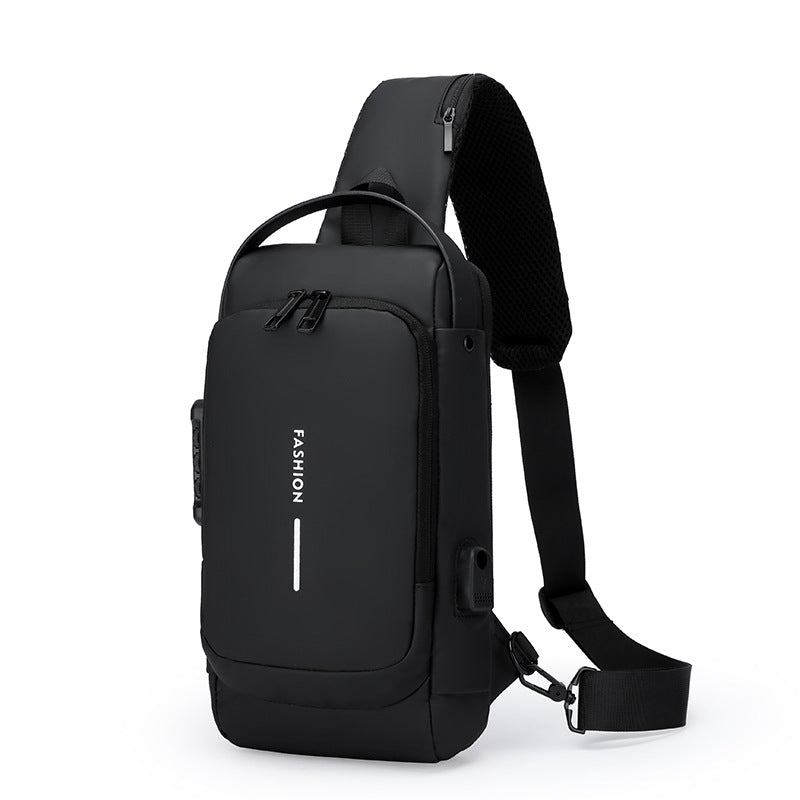 Motorcycle bag password anti-theft chest bag men's shoulder bag large capacity casual men's bag multifunctional crossbody bag