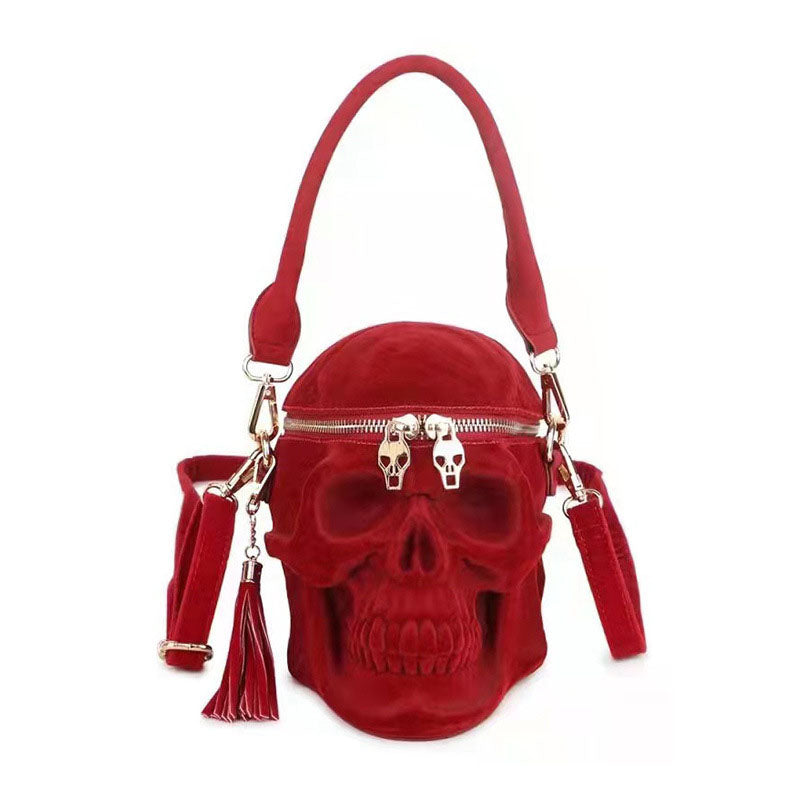 3D creative female personality funny skull black men's shoulder bag silicone messenger bag
