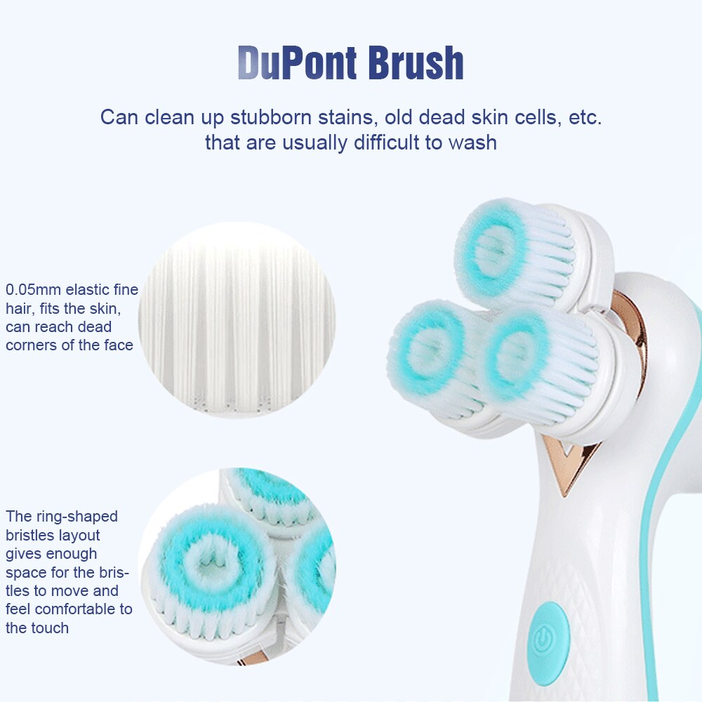 3-Head Silicone Facial Cleansing Brush
