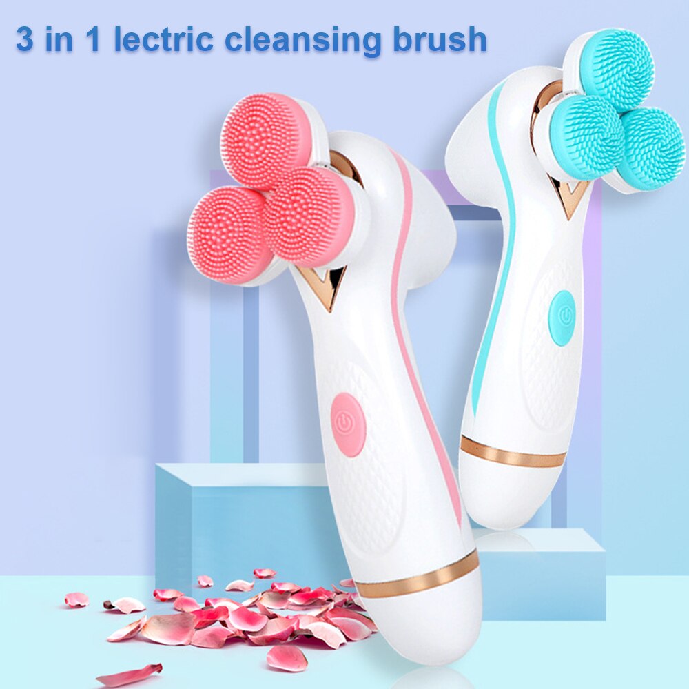 3-Head Silicone Facial Cleansing Brush