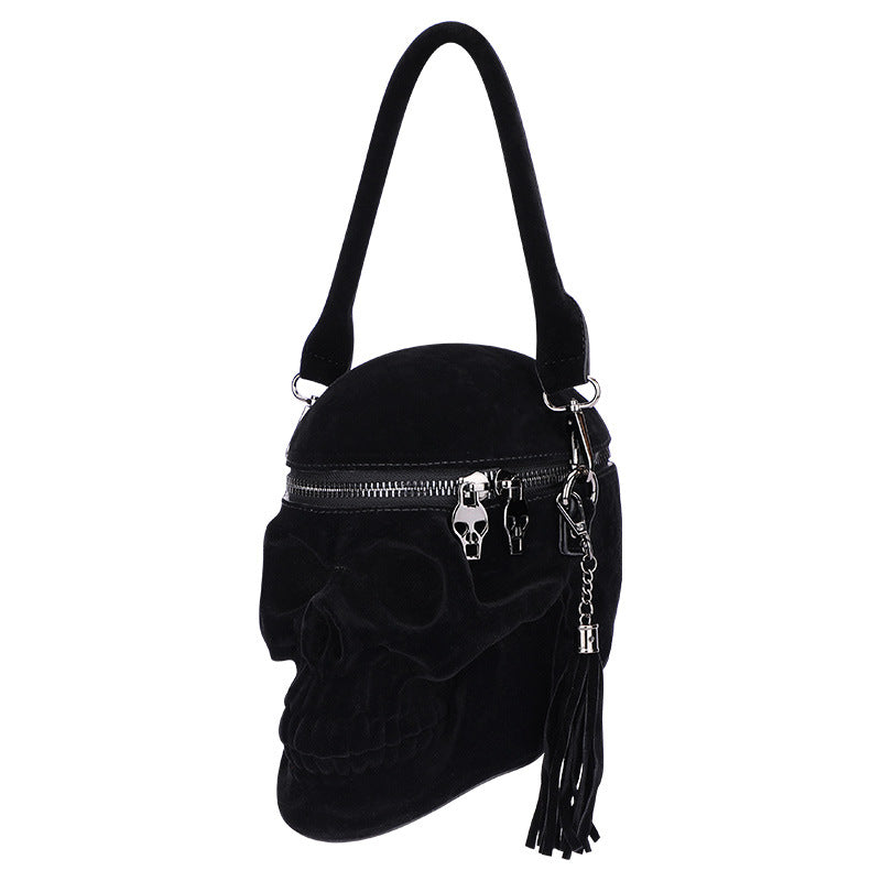 3D creative female personality funny skull black men's shoulder bag silicone messenger bag