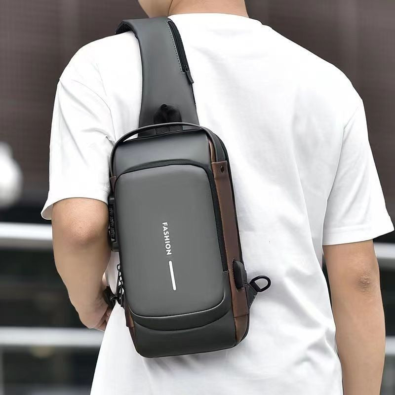 Motorcycle bag password anti-theft chest bag men's shoulder bag large capacity casual men's bag multifunctional crossbody bag