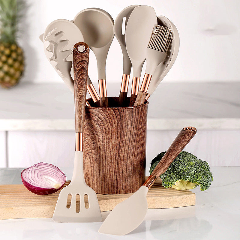 10-Piece Silicone & Wood Kitchen Utensil Set