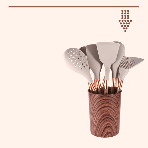 10-Piece Silicone & Wood Kitchen Utensil Set