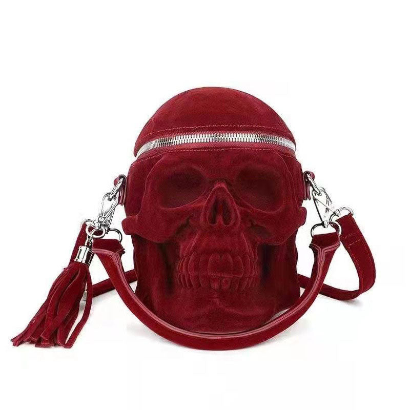 3D creative female personality funny skull black men's shoulder bag silicone messenger bag