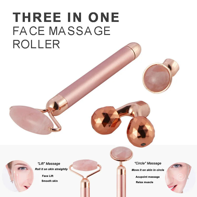 3-in-1 Electric Rose Quartz Facial Roller