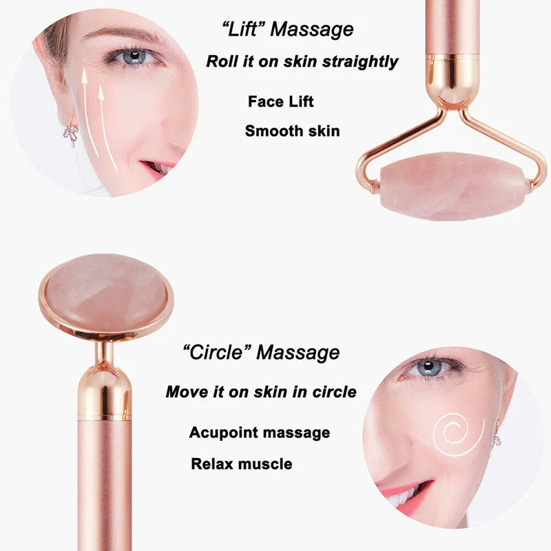 3-in-1 Electric Rose Quartz Facial Roller